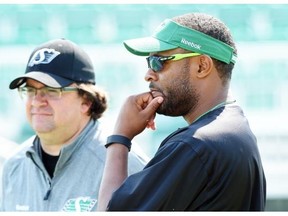 Saskatchewan Roughriders general manager Brendan Taman, left, and head coach Corey Chamblin need to embark on a rebuilding program as a result of the team’s 0-7 start to the 2015 CFL season. 
  
 Don Healy/Leader-Post files