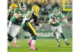 Saskatchewan Roughriders quarterback Brett Smith runs the ball against the Edmonton Eskimos during Saturday's game in Regina. Saskatchewan lost after blowing an 18-point lead.