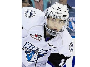 Saskatoon Blades centre Wyatt Sloboshan.