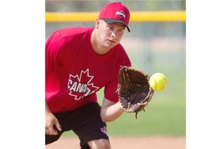 Saskatoon’s Devon McCullough is having fun being part of Team Canada as the team prepares for the World Softball Championship which begins Friday. (Gord Waldner/The StarPhoenix)