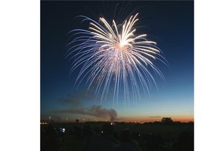 Fireworks show at Diefenbaker Park during Canada Day on July 1, 2013.