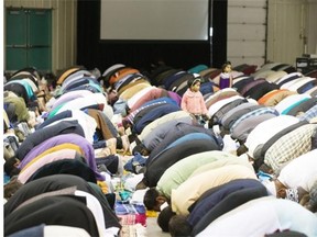 Hundreds of muslims gather at Prairieland Park,  Thursday, September to join the Eid Al Adha prayer conducted by the Prairie Muslim Association. The prayer is held during the Festival of Sacrifice.