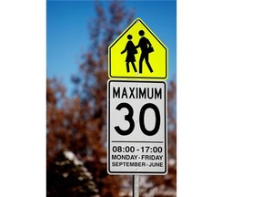 School speed zone sign.