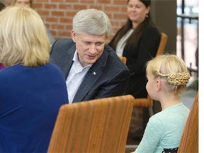 Conservative Leader Stephen Harper speaks at Handy Special Events in Saskatoon, Wednesday, October 07, 2015.