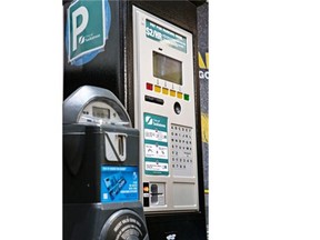 A FlexParking pay station can be seen alongside one of the old coin-operated meters that used to line Saskatoon streets.