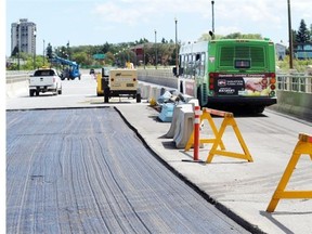 SASKATOON, SASK. JULY 30, 2015-The University Bridge repairs is set to open two to three weeks ahead of time according to a press release from city hall on July 30, 2015 in Saskatoon. {RICHARD MARJAN/The StarPhoenix} to go with Jeremy Warren story.