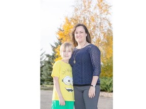 SASKATOON, SASK--OCTOBER 02 2015-Melissa and Josiah Orr pose for a photograph on Friday, October 2nd, 2015. osiah has recovered from a rare neurological disease that caused extreme OCD when he got a strep infection. (Liam Richards/the StarPhoenix) 
  
 Story by Jon, health pillar series