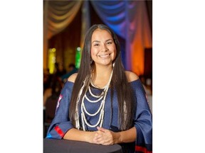 Tala Tootoosis is nominated for a award  at the SFNWC Gala being held in Saskatoon, September 10, 2015.