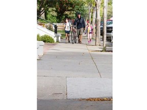 Damage can be seen on some of Saskatoon's sidewalks on September 11, 2015. The City of Saskatoon recently concluded a visual survey of its entire sidewalk and curb system to determine which areas need to be repaired.