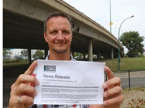 Rob Frank,  the city’s manager of asset preservation, stands in front of the on ramp to the Senator Sid Buckwold Bridge. The repairs to the onramps are slated to start Sept. 14 and last about five weeks.