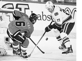 Shawn Matthias, right, had 18 goals with the Vancouver Canucks last season before signing a one-year deal with the Toronto Maple Leafs this week.