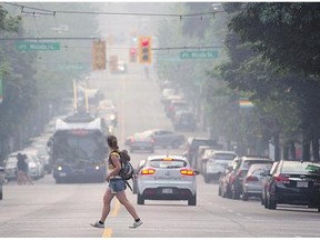 Smoke from wild res around British Columbia blankets downtown Contact: Dean Tweed Vancouver on Sunday.