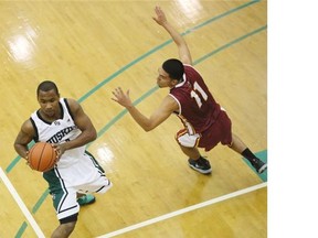 University of Saskatchewan Huskies play the Concordia Stingers on the U of S campus at the PAC on Oct. 15, 2015 in Saskatoon. Jauquin Bennet-Boire is a new addition to the Huskies.