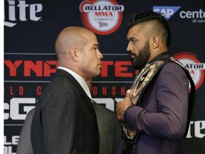 Tito Ortiz and Bellator MMA light heavyweight champion Liam McGeary squared off prior to their title bout on Sept. 19, 2015 at Dynamite