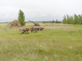 Terry Chevalier speaking about the possibility of hazardous materials that were buried next to his property in the RM of Edenwold. Photo of the land.