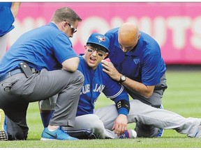 Toronto Blue Jays' Troy Tulowitzki, who was acquired from the Colorado Rockies in late July, suffered a cracked shoulder blade on the weekend.