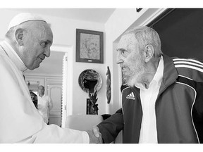 The Vatican says the meeting between Pope Francis and Fidel Castro at Castro's residence Sunday was informal and familial, with an exchange of books and discussion about big issues facing humanity.
