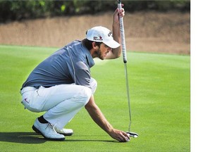 While James Erkenbeck, above, of the U.S. wound up missing the cut after Friday's second round of the SIGA Dakota Dunes Open in Whitecap, his fellow American Eric Onesi finished the day leading the tournament.