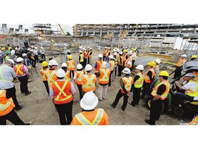 Work on Regina's new stadium is almost halfway done, officials told reporters during a tour of the site on Tuesday, the one-year anniversary of the start of construction.