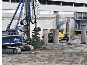Work is underway on the Children’s Hospital, including digging holes for concrete pilings in Saskatoon on Thursday.