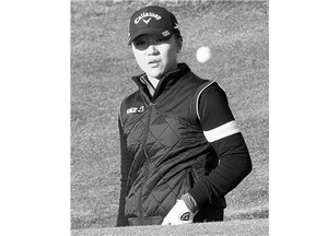 New Zealand's Lydia Ko plays out of the bunker on the sixth hole on the first day of the Women's British Open in Turnberry, Scotland, on Thursday.