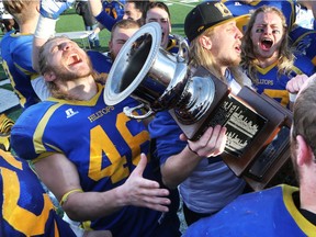 The Saskatoon Hilltops won their 18th national title 38-24 against the Okanagan Sun in Saskatoon. Austin Thorarinson who was injured and unable to play in the game was the first to hold the cup under the direction of coach Tom Sergeant.