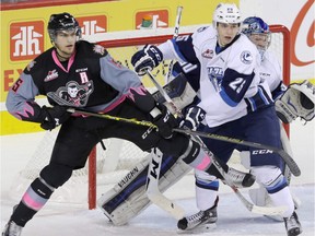 Saskatoon Blades Libor Hajek (right) will play in the Prospects Game  Thursday night in Vancouver.