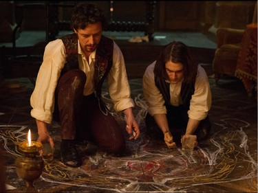 James McAvoy (L) and Daniel Radcliffe star in "Victor Frankenstein," a dynamic and thrilling twist on a legendary tale.