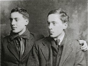 Gus (left) and Tony Lambert enlisted in December 1915. Gus sketched the Jaspars while working as a hired hand. (photo courtesy the Lambert family)