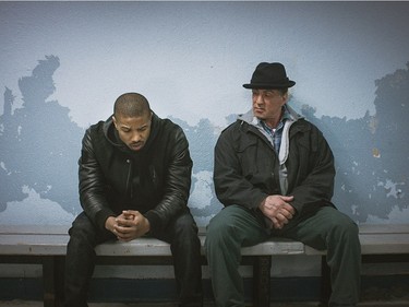 Michael B. Jordan as Adonis Johnson (L) and Sylvester Stallone as Rocky Balboa in Metro-Goldwyn-Mayer Pictures', Warner Bros. Pictures' and New Line Cinema's drama "Creed," a Warner Bros. Pictures release.