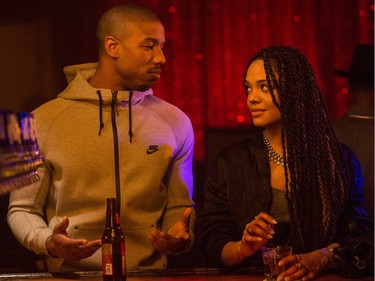 Michael B. Jordan as Adonis Johnson and Tessa Thompson as Bianca in Metro-Goldwyn-Mayer Pictures', Warner Bros. Pictures' and New Line Cinema's drama "Creed," a Warner Bros. Pictures release.