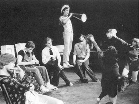 Glen Cairns, Jim Guedo, Kim Coates, Dwayne Brenna and Aaron Frye perform in the University of Saskatchewan Drama Department's 1979 performance of Creeps.