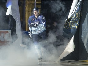 The Saskatoon Blades make an entrance on Star Wars night prior to taking on the Edmonton Oil Kings in WHL action on Saturday, Nov. 28, 2015.