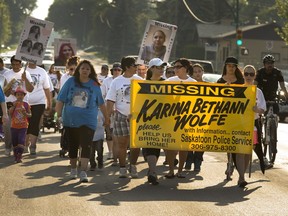 A vigil walk for Karina Bethann Wolfe followed her last known steps - from the 800 block of Appleby Drive to the White Buffalo Youth Lodge - on July 2, 2014, the anniversary of her disappearance four years earlier.
