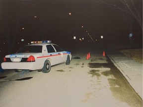 A Saskatoon police photo shows the scene of Isho Hana's homicide on Preston Avenue on April 15, 2004.
