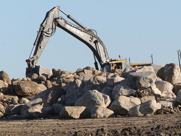 Construction is ongoing in the new Aspen Ridge subdivision on November 17, 2015 in Saskatoon. A number of rocks needed to be cleared to make way for the undertaking.
