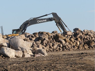 Construction is ongoing in the new Aspen Ridge subdivision on November 17, 2015 in Saskatoon. A number of rocks needed to be cleared to make way for the undertaking.