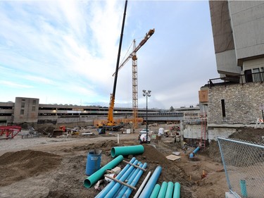 Construction of the Children's Hospital of Saskatchewan is underway, with two cranes on site as of mid-November.