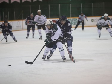 The University of Saskatchewan Huskies and the Mount Royal Univeristy Cougars compete in CIS men's hockey at Rutherford Rink in Saskatoon, November 27, 2015.