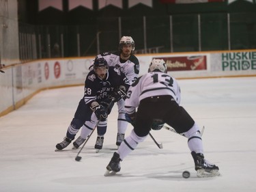 The University of Saskatchewan Huskies and the Mount Royal University Cougars compete in CIS men's hockey at Rutherford Rink in Saskatoon, November 27, 2015.