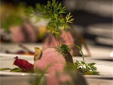 Chef Darby Kells' dish at the Gold Medal Plates Dinner at Prairieland Park, Friday, Nov. 20, 2015.