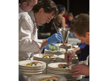 Chefs prepare their meals at the Gold Medal Plates Dinner, Canada's Best Kitchen Party. at Prairieland Centre, November 20, 2015.