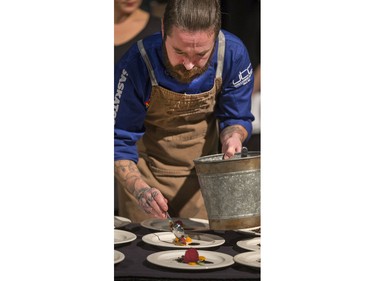 Darby Kells with his meal at the Gold Medal Plates Dinner, Canada's Best Kitchen Party. at Prairieland Centre, November 20, 2015.