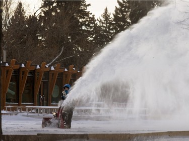 Now that there is colder weather, ground preparations have begun for the flooding of Meewasin Rink, November 25, 2015.