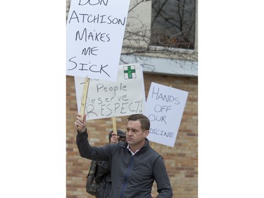 A pot protest in conjunction with the charges  last week against Mark Hauk was held at Saskatoon's City Hall, November 4, 2015.