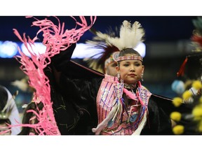 A dancer at the 2014 FSIN Powwow at the SaskTel Centre.