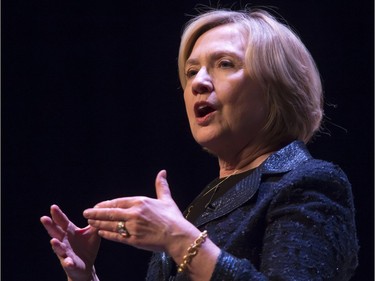 Hillary Rodham Clinton, former U.S. Secretary of State, speaks at TCU Place in Saskatoon, January 21, 2015. The event is part of the "Global Perspectives" series sponsored by the Canadian Imperial Bank of Commerce.