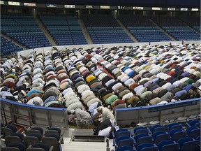 Thousands of Muslims in Saskatoon at prayer services to mark the end of Ramadan in 2013.