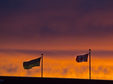 A colourful sunrise greeted people in Saskatoon, November 17, 2015.