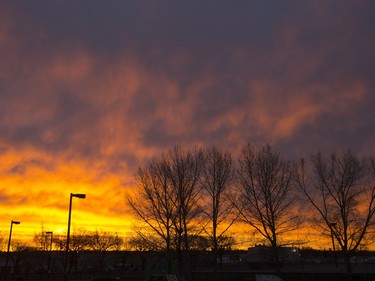 A colourful sunrise greeted people in Saskatoon,  November 17, 2015.